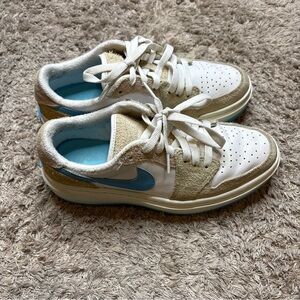 Women's White and Blue Athletic Shoes